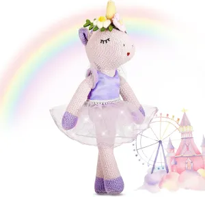 Shappy Christmas Unicorn Stuffed Animals 17 Inches Ballerina Doll Wool Plush Unicorn for Women Birthday Gift(Purple)