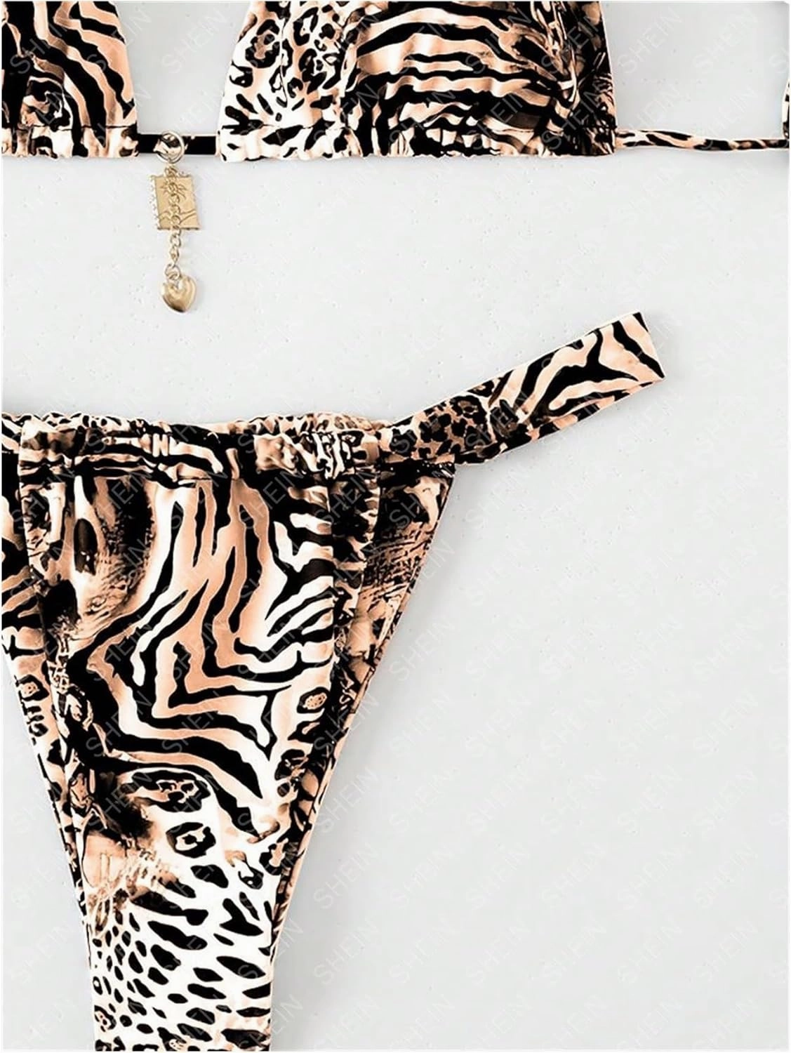 SHENHE Women's Two Piece Swimsuits Triangle V Neck Ruched Brazilian Bikini Set Boho Swimwear