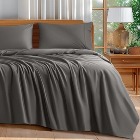 Shilucheng 100% Cotton Sheets Set - 600 Thread Count，Luxury Egyptian Cotton Bed Sheets，5-Star Hotel Quality Sheets, Breathable & Cooling, 16 Inch Deep Pocket - 4 Piece (Dark Grey, California King)