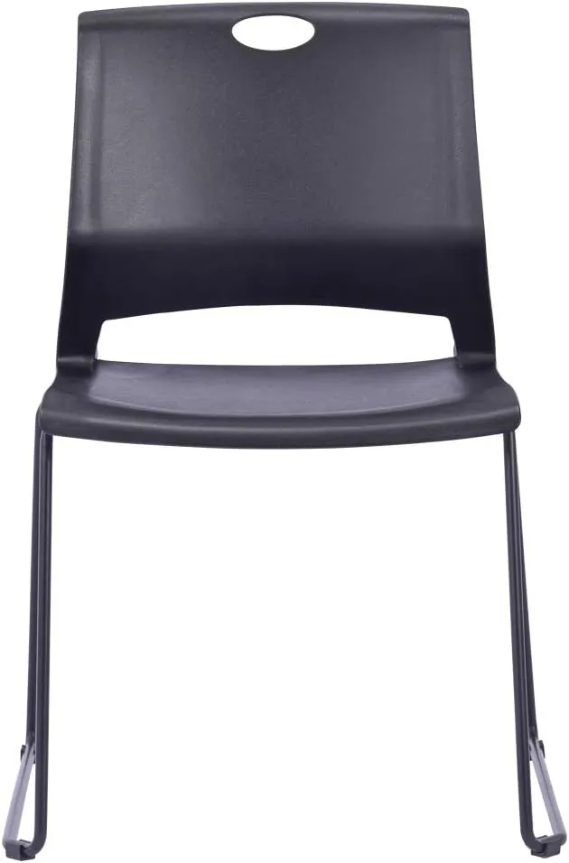 Sidanli Stacking Chairs Stackable Waiting Room Chairs Conference Room Chairs-Black (Set of 4)