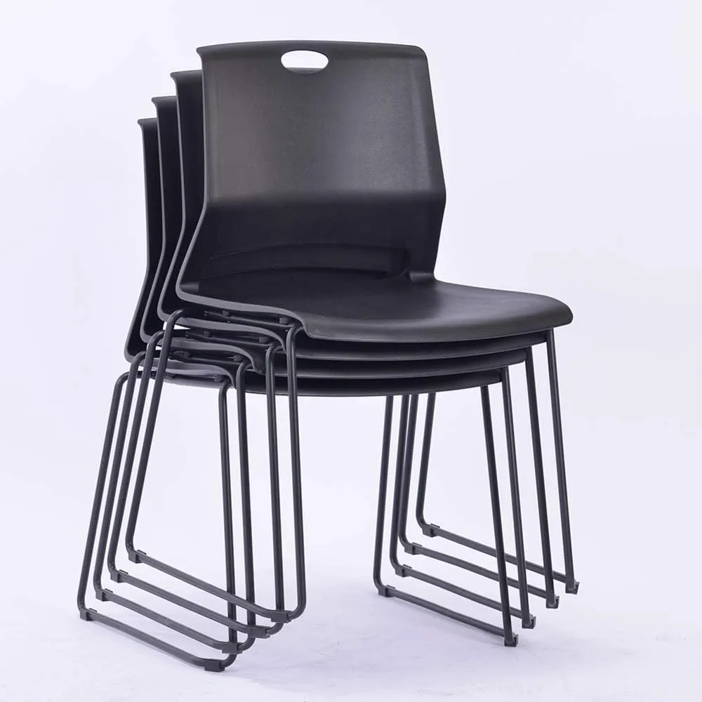 Sidanli Stacking Chairs Stackable Waiting Room Chairs Conference Room Chairs-Black (Set of 4)