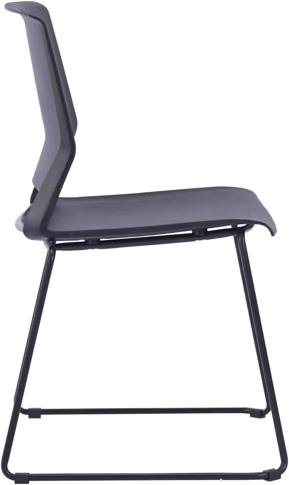 Sidanli Stacking Chairs Stackable Waiting Room Chairs Conference Room Chairs-Black (Set of 4)