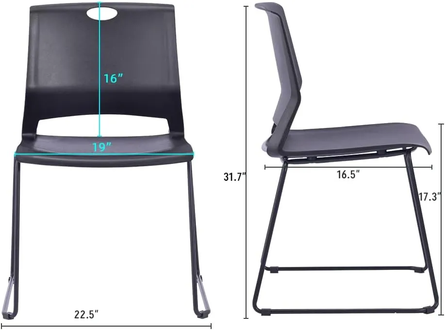 Sidanli Stacking Chairs Stackable Waiting Room Chairs Conference Room Chairs-Black (Set of 4)
