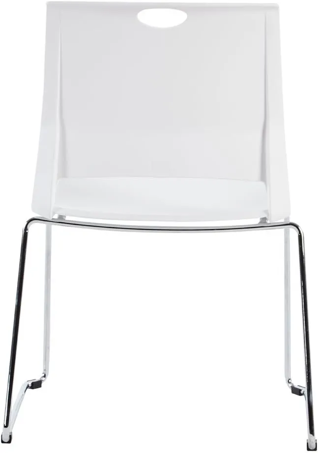 Sidanli White Plastic Stackable Chairs-(Set of 4)