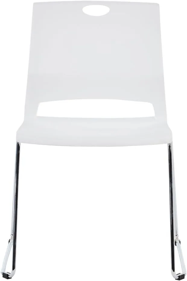Sidanli White Plastic Stackable Chairs-(Set of 4)