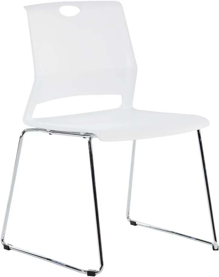 Sidanli White Plastic Stackable Chairs-(Set of 4)