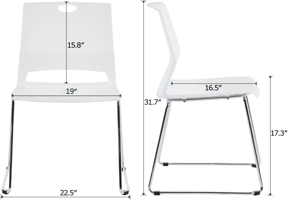 Sidanli White Plastic Stackable Chairs-(Set of 4)