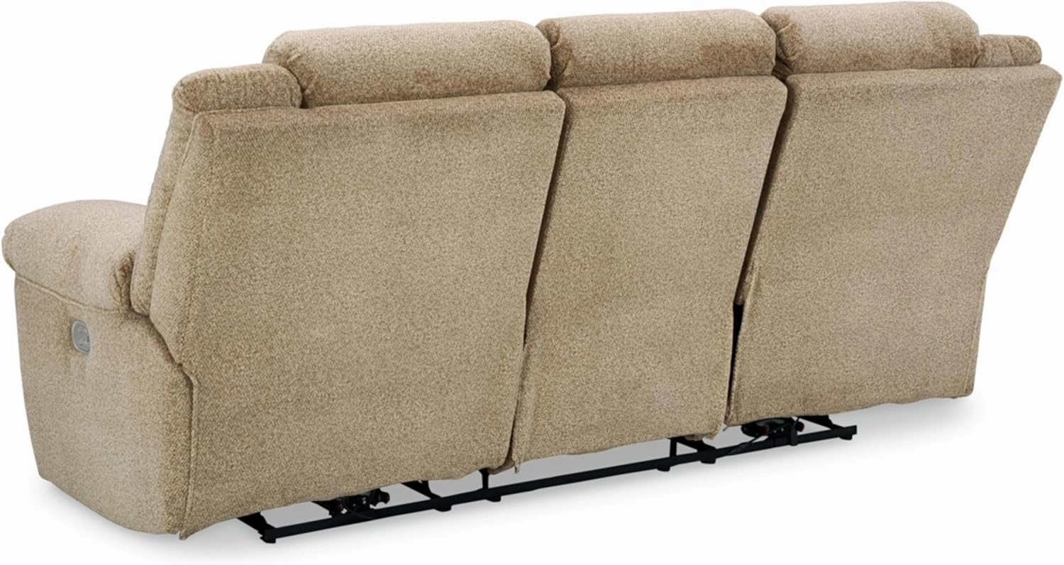 Signature Design by Ashley Tip-Off Classic Wall Hugger Power Reclining Sofa with Adjustable Headrest and USB Ports, Light Brown