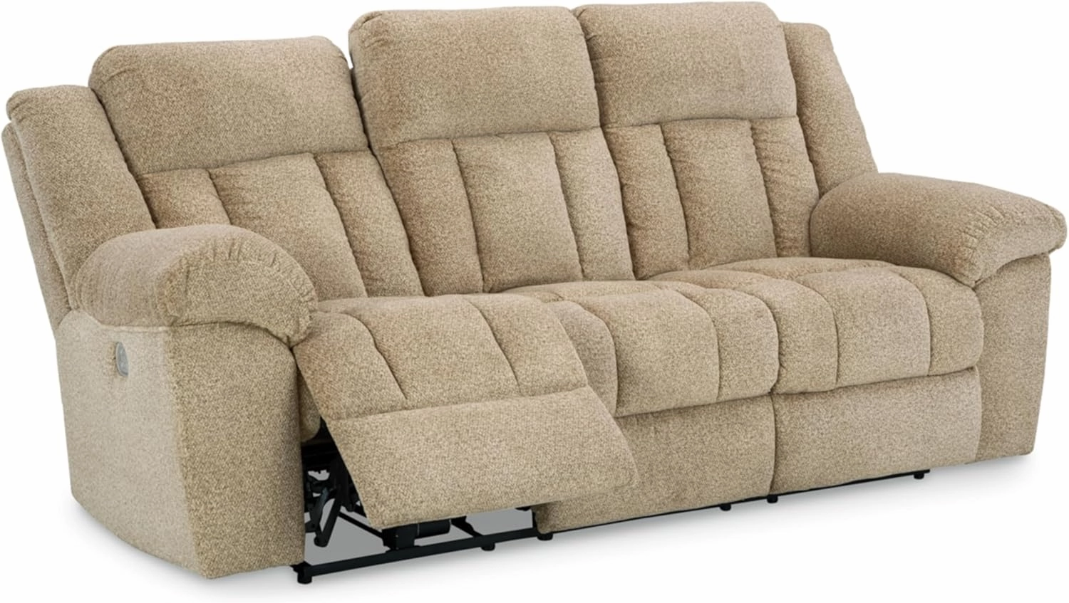 Signature Design by Ashley Tip-Off Classic Wall Hugger Power Reclining Sofa with Adjustable Headrest and USB Ports, Light Brown