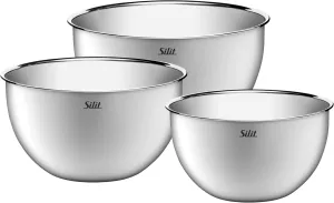 Silit Kitchen Bowl Set 3 Pieces Stainless Steel Bowls Multifunctional Mixing Bowl Stainless Steel Salad Bowl Serving Bowl Stackable