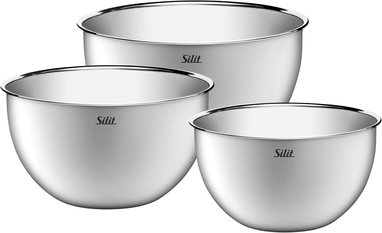 Silit Kitchen Bowl Set 3 Pieces Stainless Steel Bowls Multifunctional Mixing Bowl Stainless Steel Salad Bowl Serving Bowl Stackable