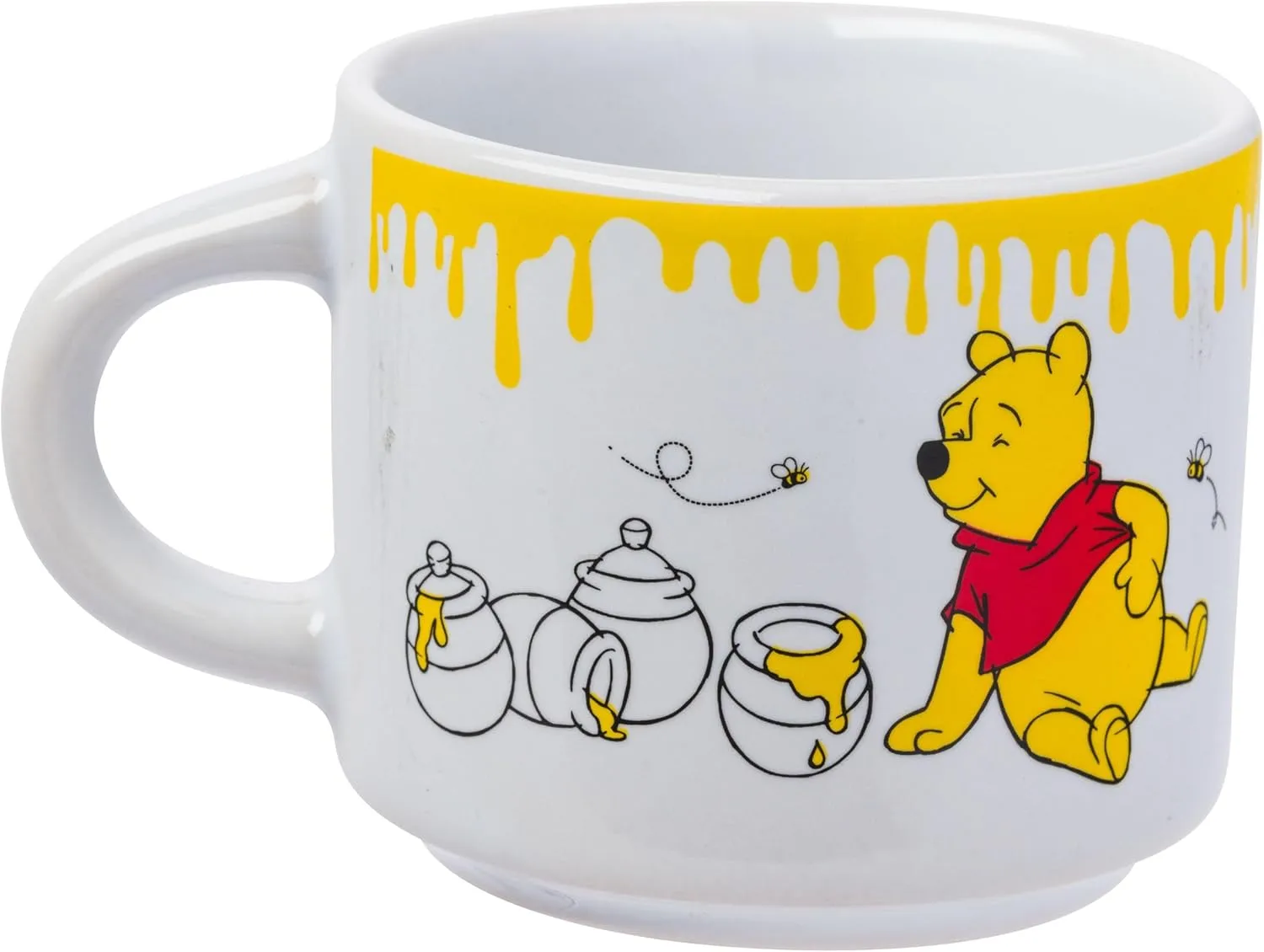 Silver Buffalo Disney Winnie the Pooh Honey Hunny Drips 4pc Stackable Ceramic Espresso Small Cup Set, 3 Ounces