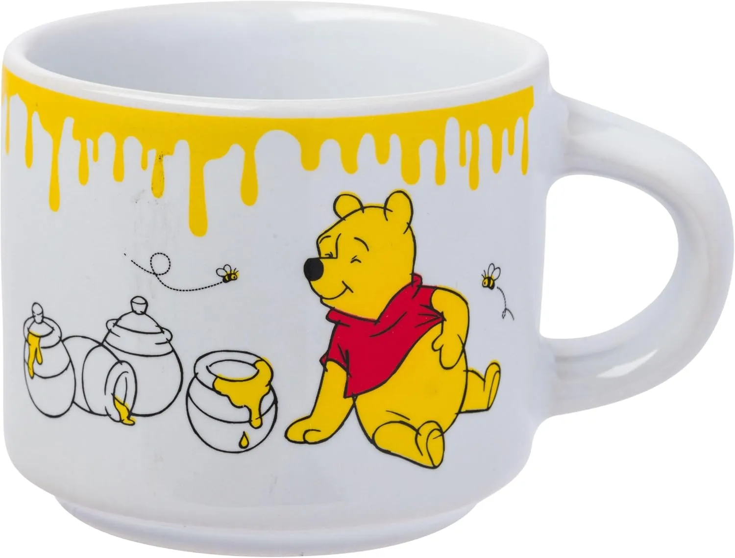 Silver Buffalo Disney Winnie the Pooh Honey Hunny Drips 4pc Stackable Ceramic Espresso Small Cup Set, 3 Ounces