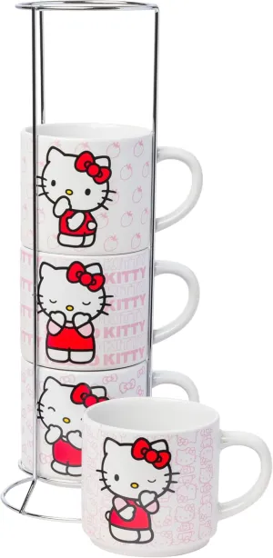 Silver Buffalo Sanrio Hello Kitty Poses 4pc Ceramic Mug Stack Set, 10 Ounces