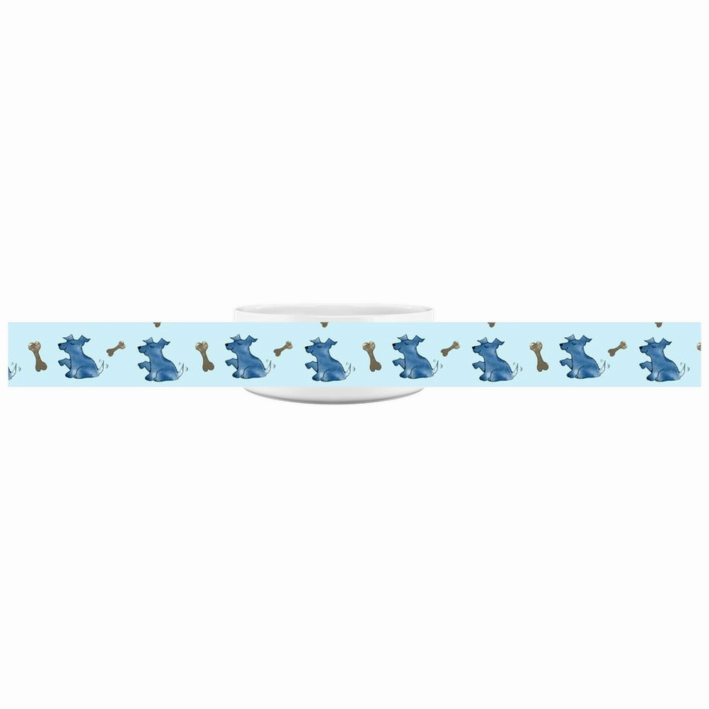 Simple Dog and Bone Pattern Pet Bowl (Blue)