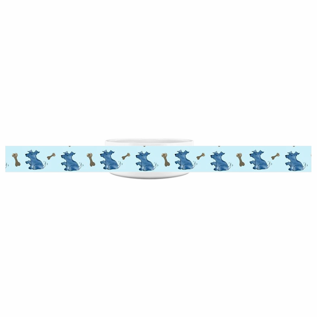 Simple Dog and Bone Pattern Pet Bowl (Blue)