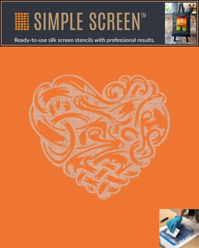 Simple Screen™  Pre-burned Celtic Heart Design for Screen Printing & Powder Printing
