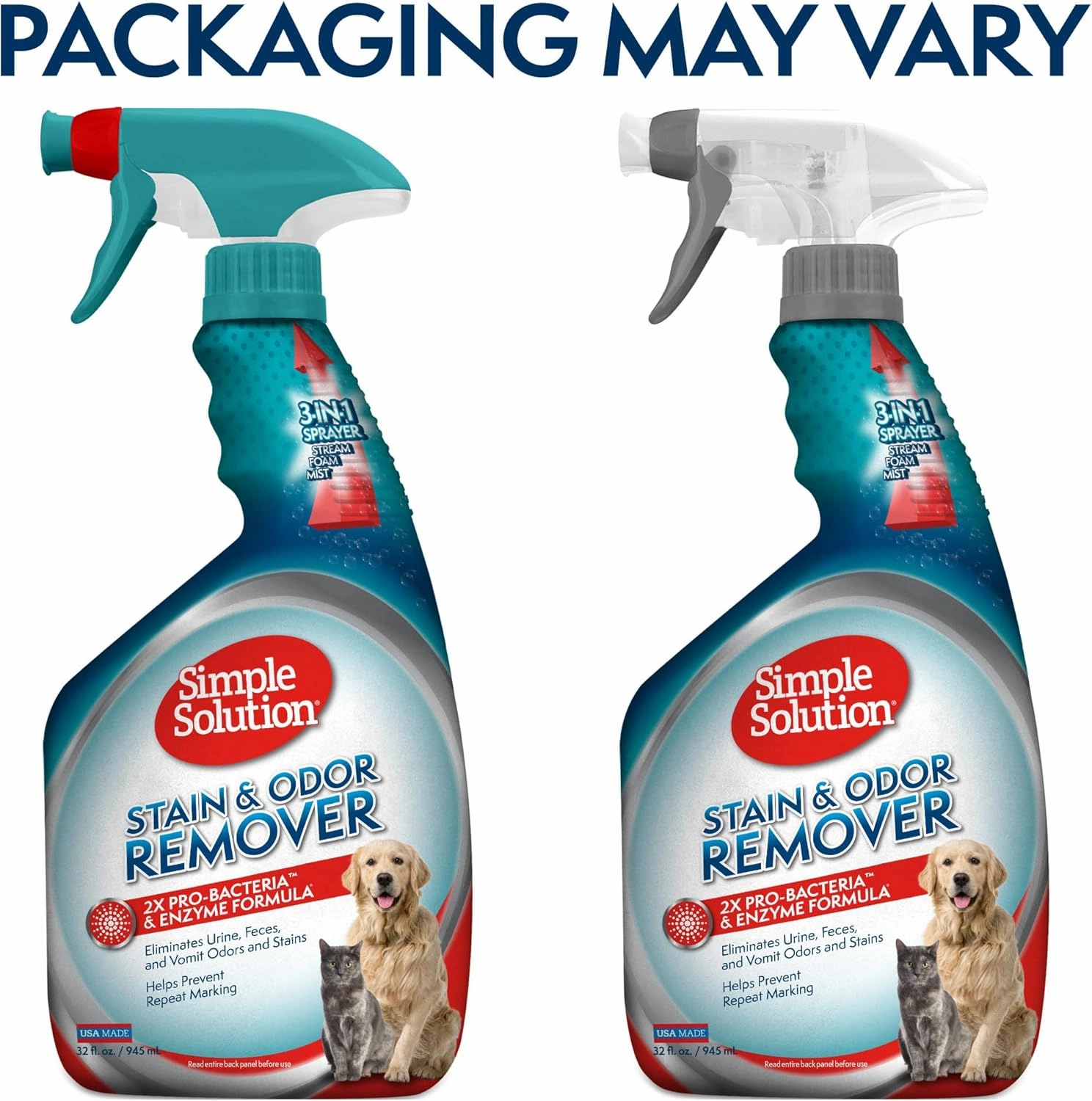 Simple Solution Stain & Odor Eliminator for Pets, Carpet Deodorizer, Enzyme Pet Odor Eliminator for Home, Stain Remover for Cat & Dog Pee, Urine Destroyer, Carpet Cleaner Spray, 32 oz