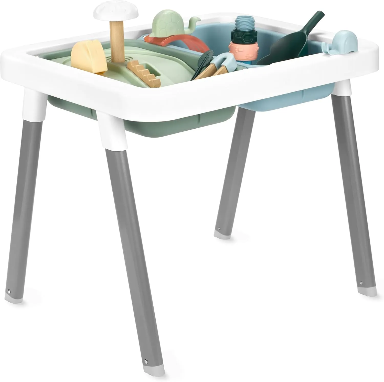 Skip Hop Discoverosity 3-in-1 Toddler Sensory Table with 13 Nature-Inspired Sensory Tools 8-Page Activity Guide 2 Bins and 2 Convertible lids, Age 18m 