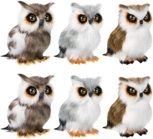 Skylety 6 Pieces Mini Owl Plush Toy 3.2 Inch Plush Animal Christmas Hanging Ornaments for Christmas Tree Woodland Gray White Stuffed Animal Toy Soft Owl Doll Hanging Pendant Ornament