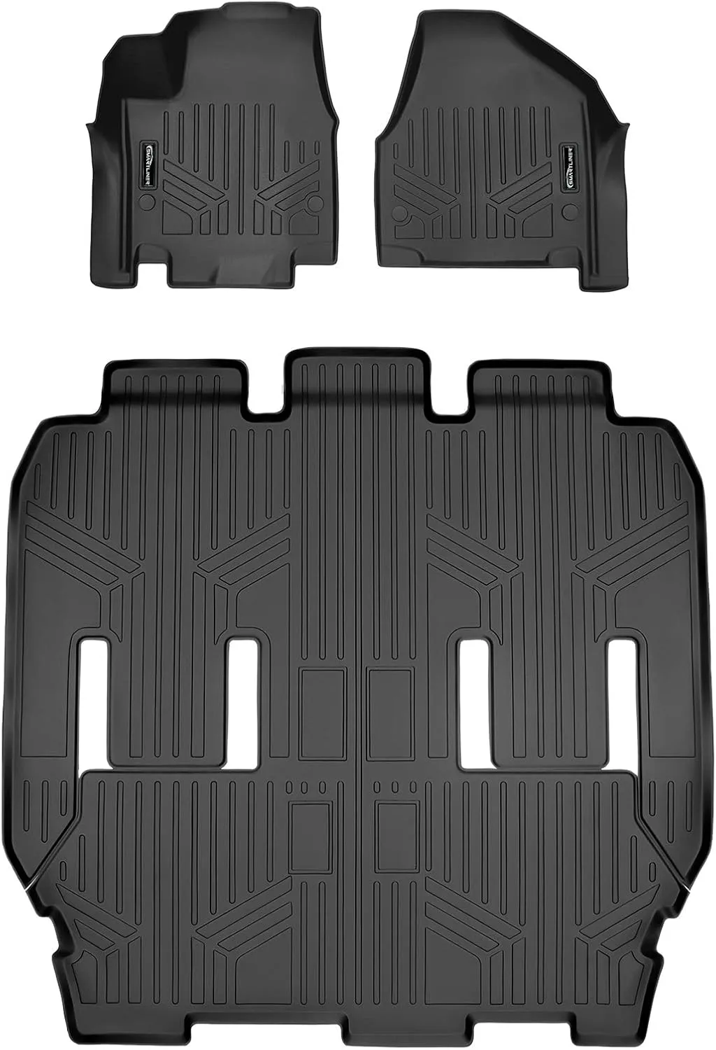 SMARTLINER 3 Row Liner Set Black Compatible with 2017-2021 Chrysler Pacifica 7 or 8 Passenger Model (No Hybrid Models) and 2020 Voyager