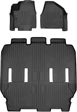 SMARTLINER 3 Row Liner Set Black Compatible with 2017-2021 Chrysler Pacifica 7 or 8 Passenger Model (No Hybrid Models) and 2020 Voyager