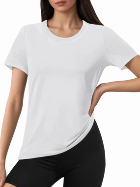 SMENG Short Sleeve Shirts for Women UPF 50  Cotton Crew Neck T Shirt Basic Summer Yoga Running Workout Tops