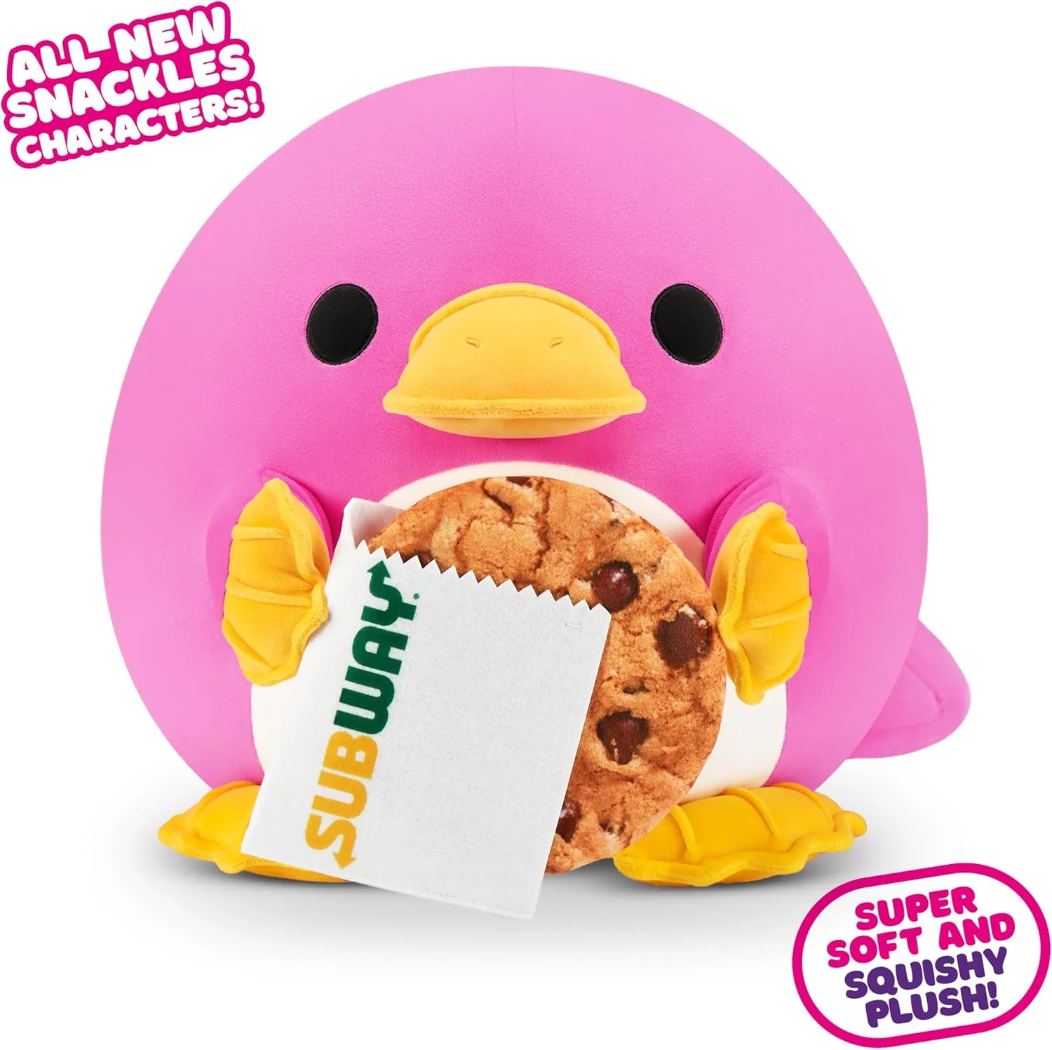 Snackles Series 2 Platypus & Subway 14 Inch Plush by ZURU, Ultra Soft Plush, Collectible Plush with Real Licensed Brands, Stuffed Animal, Giftable