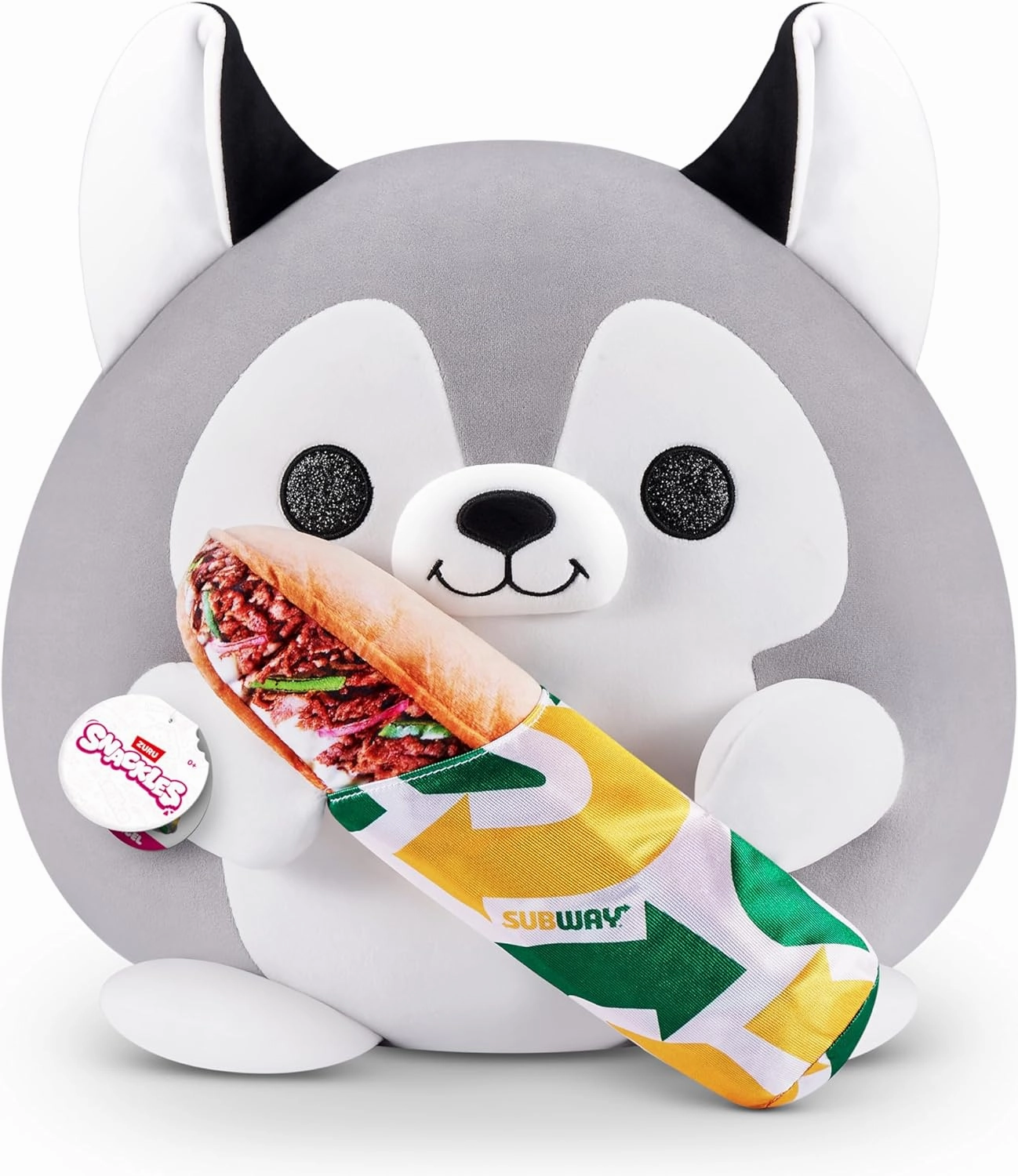 Snackles by ZURU, Super Sized 14 inch Plush, Subway Husky, Ultra Soft Plush, Collectible Stuffed Animal