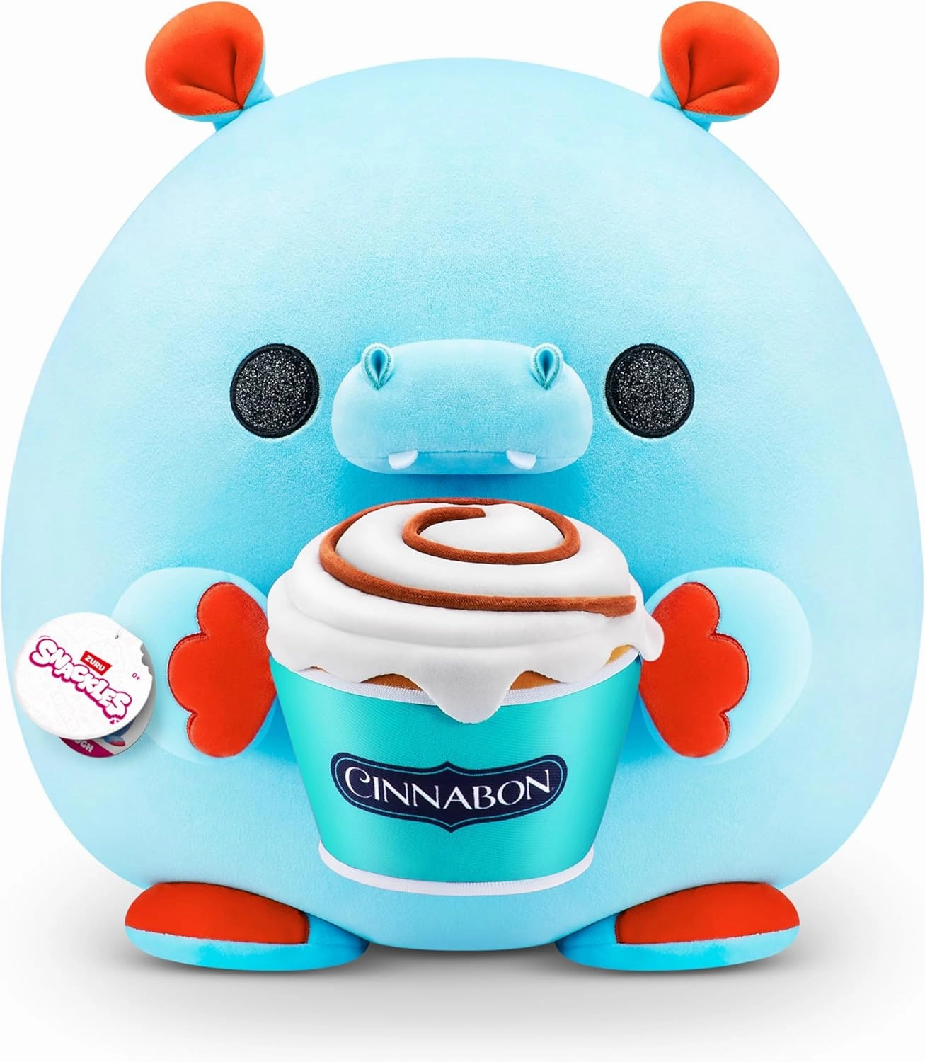Snackles (Cinnabon) Hippo Super Sized 14 inch Plush by ZURU, Ultra Soft Plush, Collectible Plush with Real Licensed Brands, Stuffed Animal