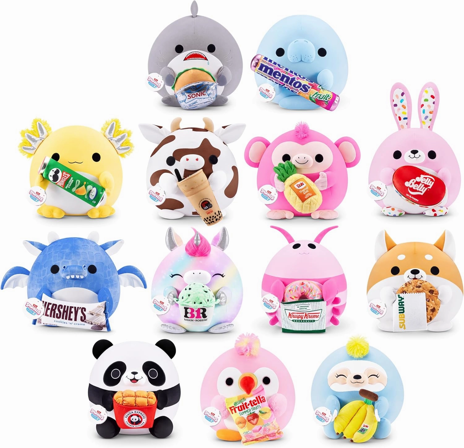 Snackles Series 2 16-inch by ZURU Cuddly Squishy Comfort 16-inch Plush with Licensed Snack Brand Accessory (Cow&Kung Fu Tea Bubble Tea)