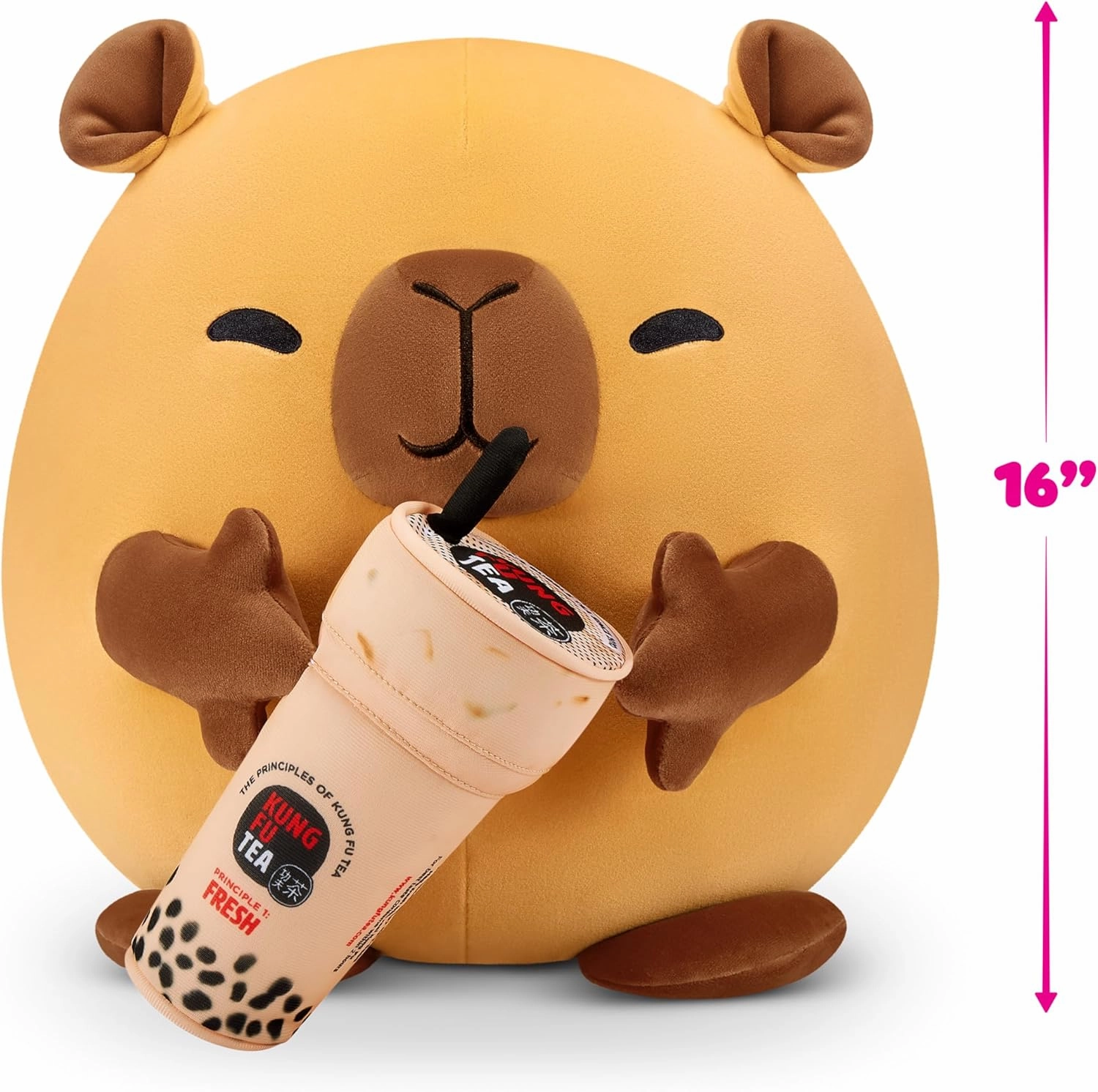 Snackles Series 2 Capybara & Boba 16 Inch Plush by ZURU, Ultra Soft Plush, Collectible Plush with Real Licensed Brands, Stuffed Animal, Giftable