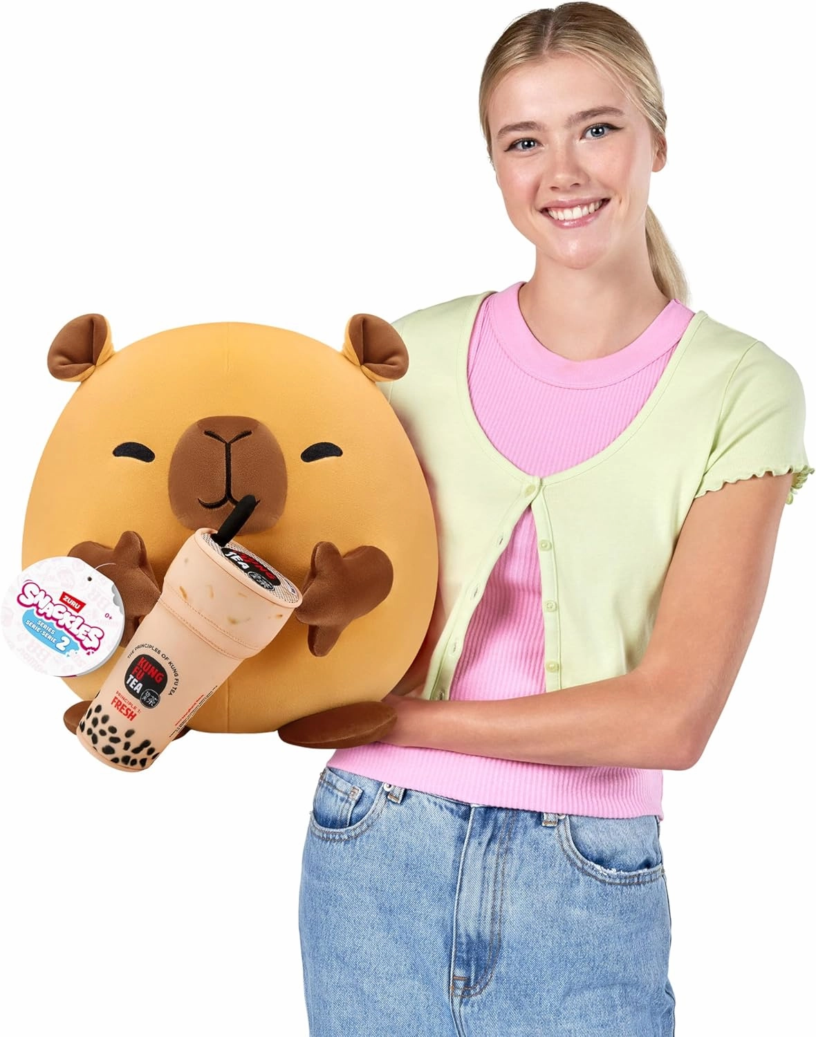 Snackles Series 2 Capybara & Boba 16 Inch Plush by ZURU, Ultra Soft Plush, Collectible Plush with Real Licensed Brands, Stuffed Animal, Giftable