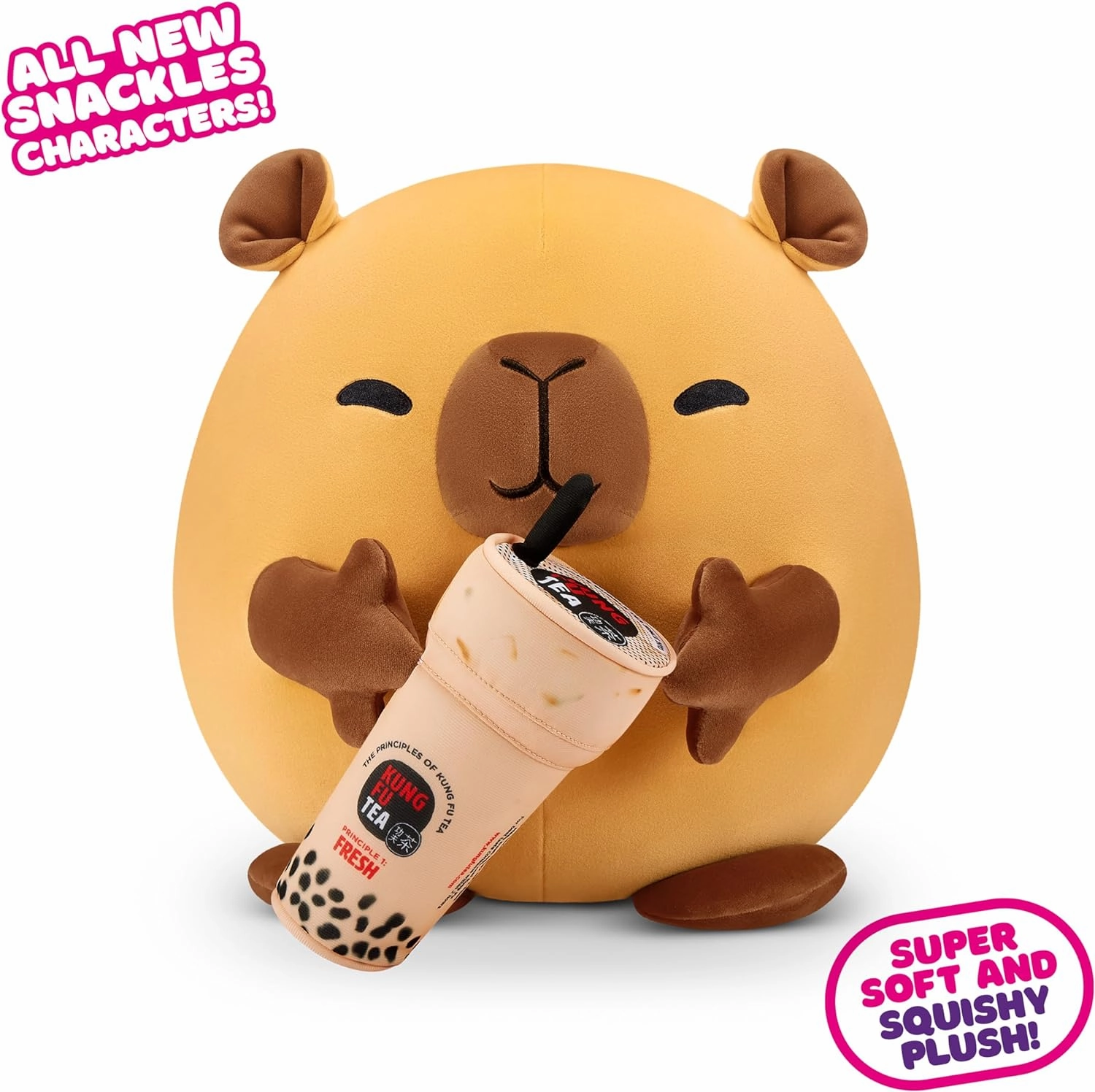 Snackles Series 2 Capybara & Boba 16 Inch Plush by ZURU, Ultra Soft Plush, Collectible Plush with Real Licensed Brands, Stuffed Animal, Giftable