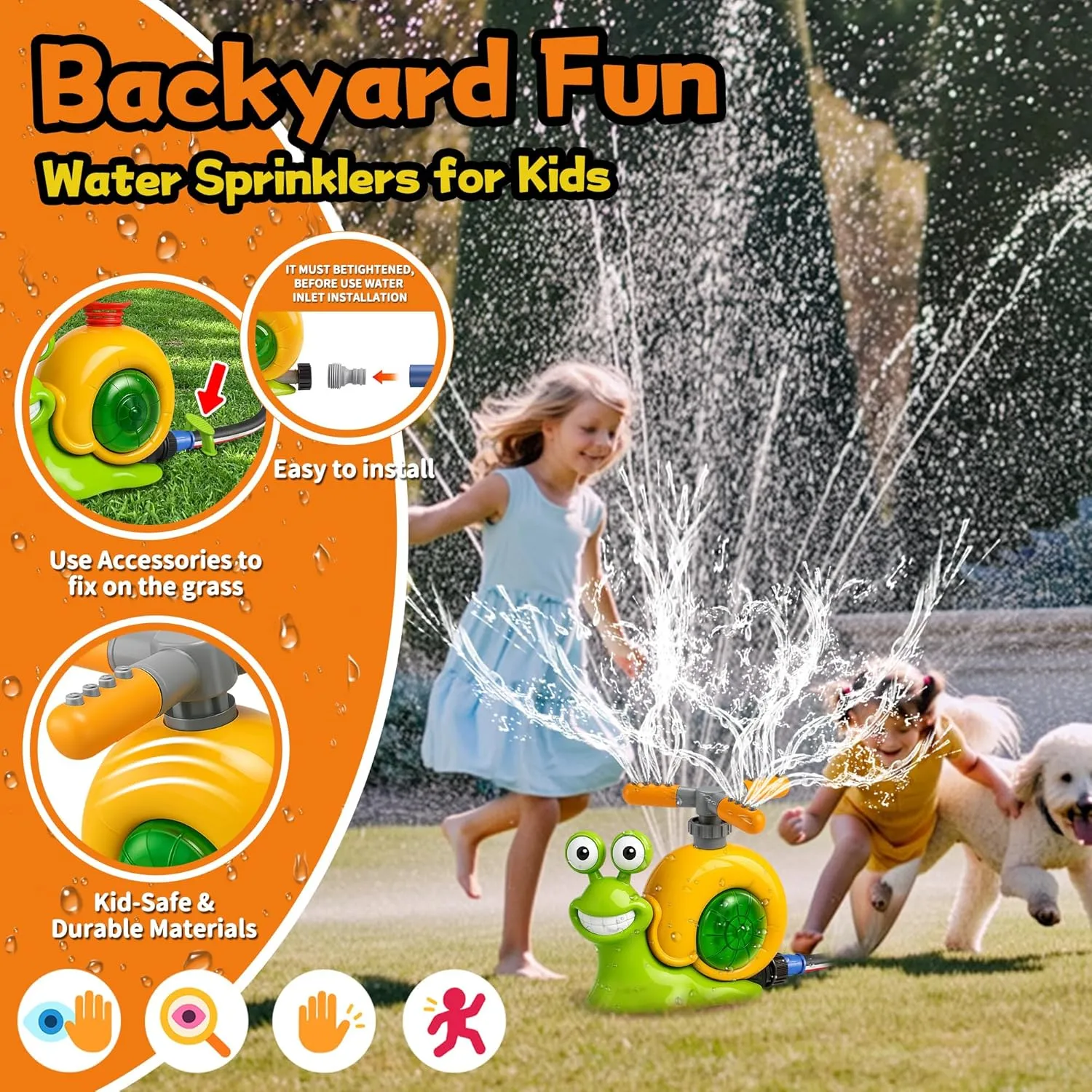 Snail T-Ball Water Sprinkler – Summer Backyard & Lawn Toys, Great for Kids Ages 3-8, Birthday Party & Pool Play