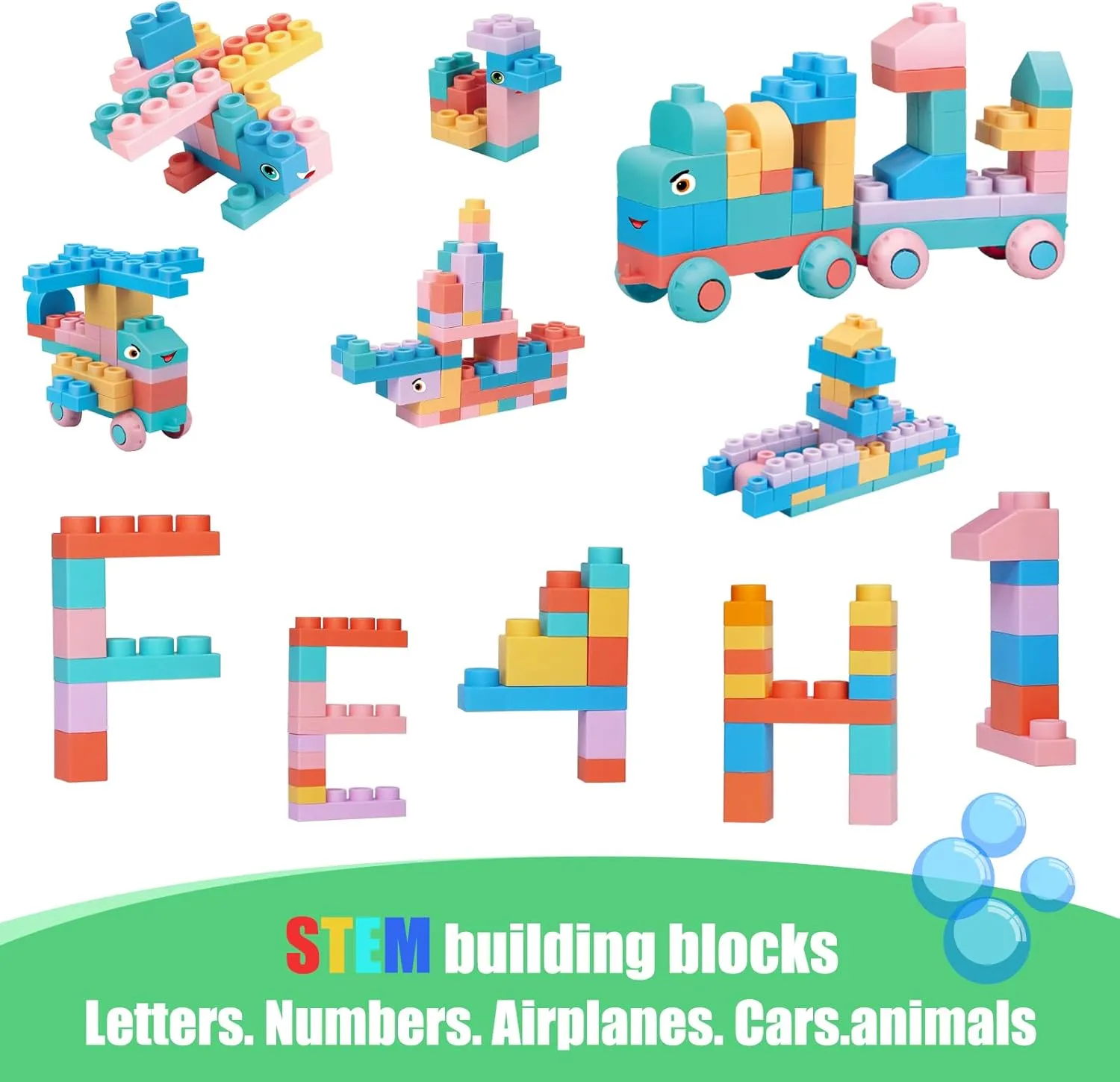 Soft Block Sets for Toddler Aged 2 3 4 5 6 Years Old.Preschool Toy for Early Childhood Education and I-Interactive.Toddler Block Toys with 101 Pieces and Storage Bag.Gift Ideas for Kids Age 18  mouths
