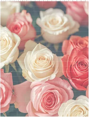 Soft Color Roses Building Block Puzzle Personalized Building Bricks for Adults Block Puzzle Building DIY Brick Block Puzzles Valentine's Day Gifts for Home Decor Brick Puzzle
