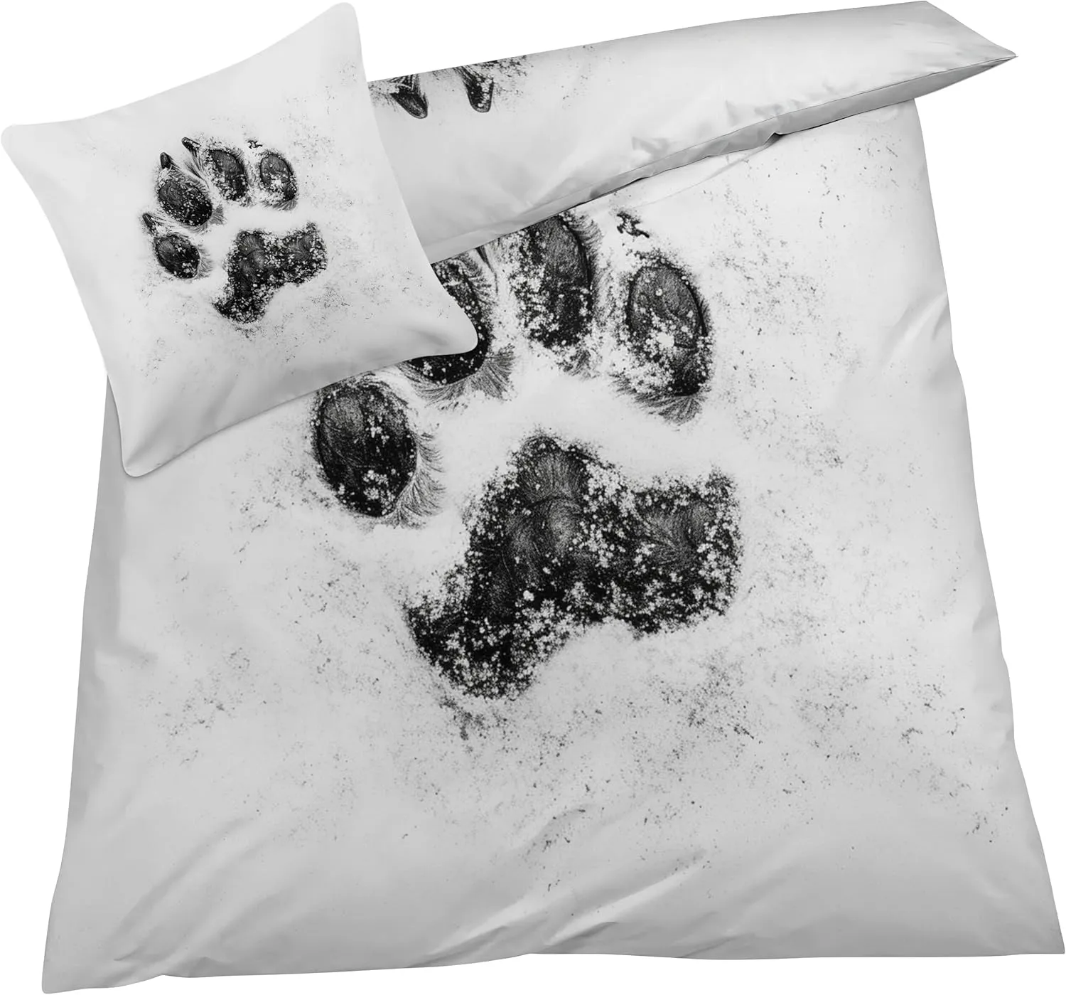 Soft Microfiber Animal Duvet Cover Cal King Size 3D Paw Print Bedding Set - 3-Piece with Zipper, 2 Pillowcases - Patterned Comforter Cover for Boy and Girl Bedroom Decoration