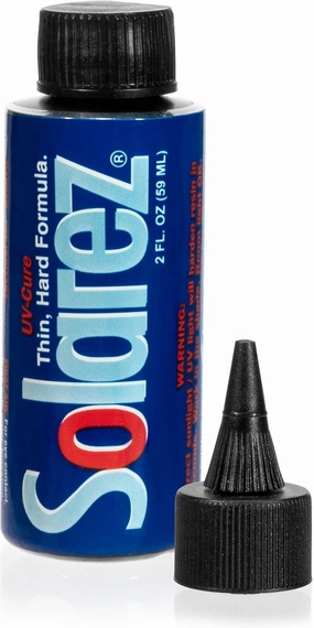 SOLAREZ Fly Tie UV Cure Resin - Thin Hard Formula (2 oz) Fly Tying, Fly Fishing, UV Cure Resin ~ Build Fly Heads and Bodies, Non Yellowing! ~ Easy to Apply, Medium Viscosity (w30 Oil) Made in The USA
