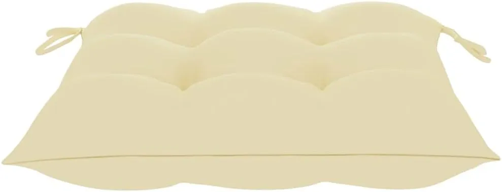 Solid Teak Wood Patio Chairs 2-Piece Set with Cream White Cushions Outdoor Furniture Stackable Lounge Chairs for Garden Poolside Deck and Indoor Use