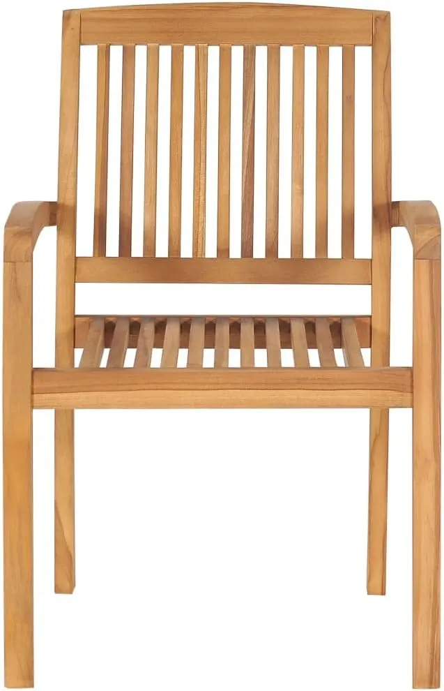 Solid Teak Wood Patio Chairs 2-Piece Set with Cream White Cushions Outdoor Furniture Stackable Lounge Chairs for Garden Poolside Deck and Indoor Use