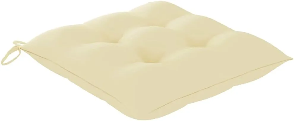 Solid Teak Wood Patio Chairs 2-Piece Set with Cream White Cushions Outdoor Furniture Stackable Lounge Chairs for Garden Poolside Deck and Indoor Use