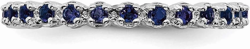 Solid 925 Sterling Silver Stackable Created Sapphire Blue September Gemstone Ring Eternity Band