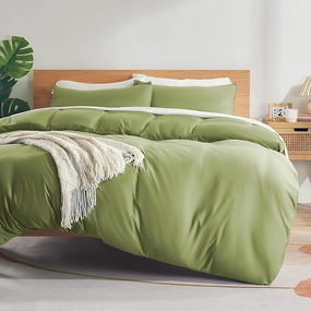Sonive Twin/Twin XL Duvet Cover Set, Jersey Knit 3 Pieces Bedding Comforter Sets 1 Duvet Cover with 2 Pillow Shams, Breathable Comforter Cover wiht 8 Corner Ties, Super Soft Duvet Cover Green
