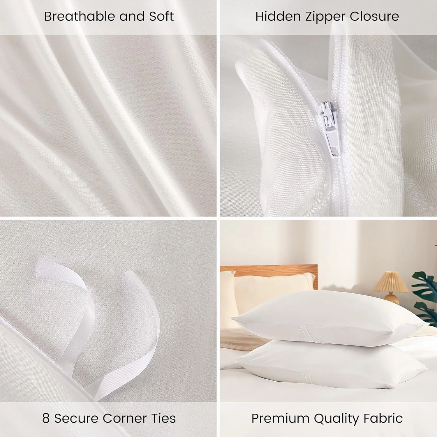 Sonive Twin/Twin XL Duvet Cover Set, Jersey Knit 3 Pieces Bedding Comforter Sets 1 Duvet Cover with 2 Pillow Shams, Breathable Comforter Cover wiht 8 Corner Ties, Super Soft Duvet Cover, White