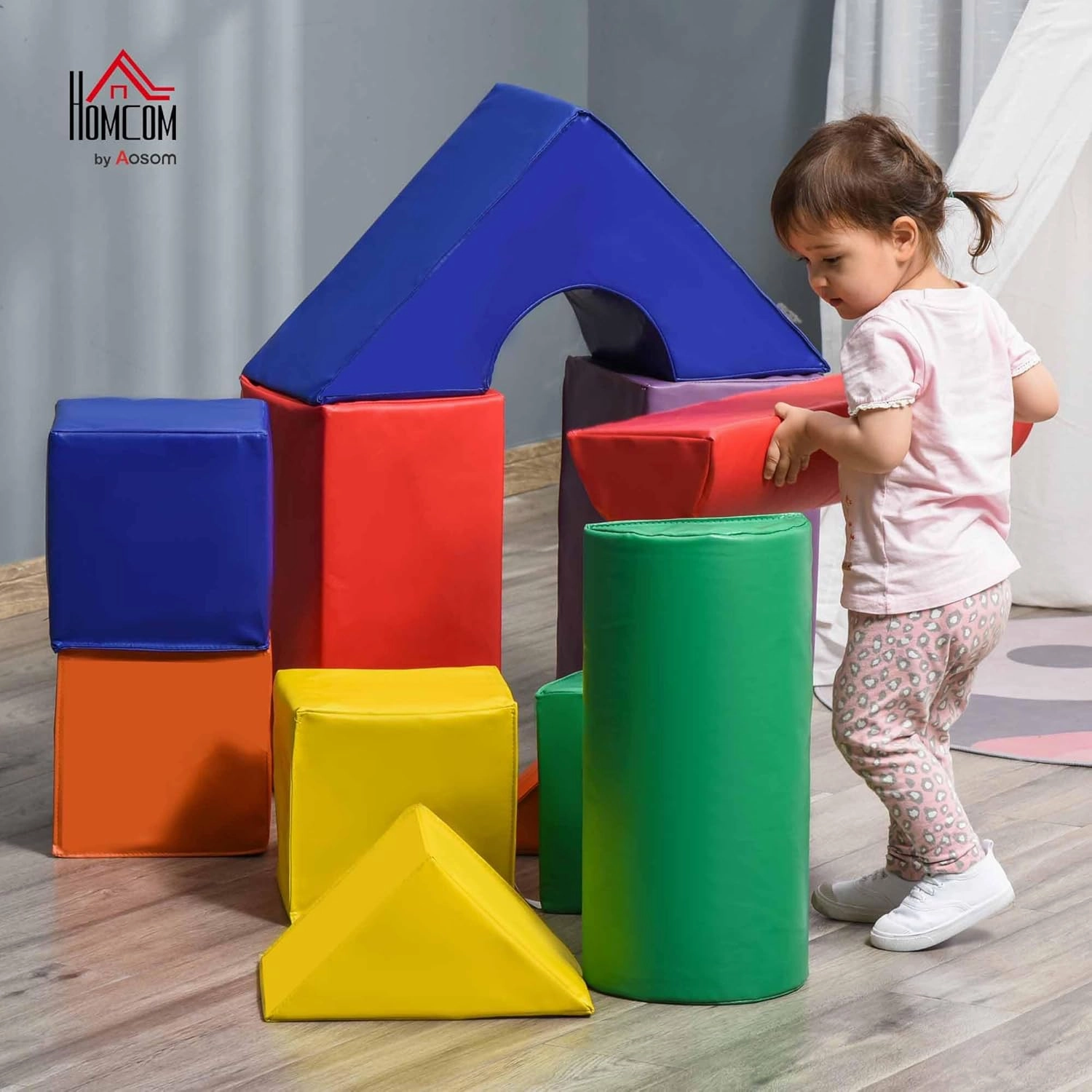 Soozier Foam Climbing Blocks for Toddlers, 11-Piece Baby Soft Foam Play Set, Climb and Crawl Activity Playset Building Blocks for Aged 1-3 Years Old Boys & Girls, Assorted