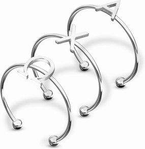 Sorority Shop Alpha Chi Omega Stacking Ring Set - Adjustable Rings with Silver Plating