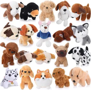 Sosation 20 Pcs Mini Plush Stuffed Puppy Bulk Graduation Gift Dog Party Favor Gift Toy Soft Plush Dog for Goodie Bag Fillers Kids Baby Show Birthday Carnival Prize Party