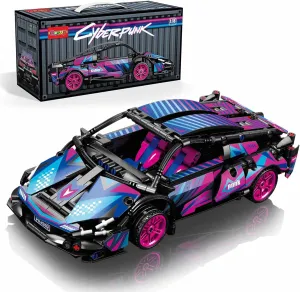 Sosuy Building-Block Race-Car Set, 1:18 Technical Model Kit 586 Pcs DIY Pull-Back Cyberpunk Toy for Boy Girl Kid Age 6  Year, Birthday Gift for Teen Adult Display, Speed Super Sports Cars Bricks Icons