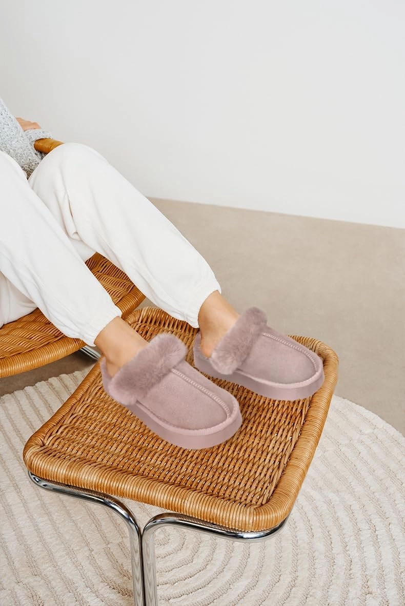 SOULROSE Women's Fuzzy Memory Foam Slippers Disquette Platform Fuzzy Comfy Cozy House Bedroom Indoor Outdoor Slippers Shoes with Non-Slip Sole Womens Gift Slippers